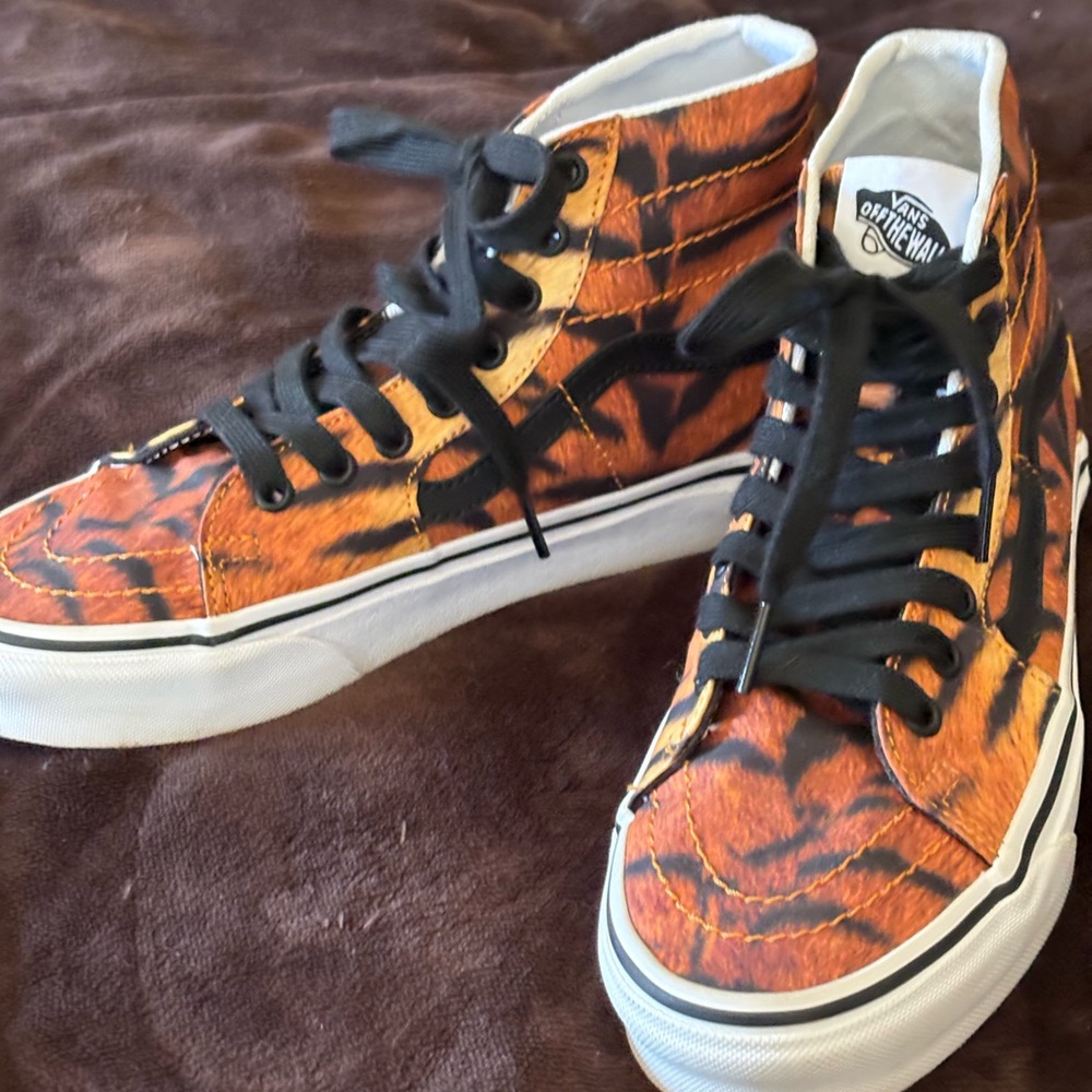 Vans tiger print high tops size 7.5 women’s